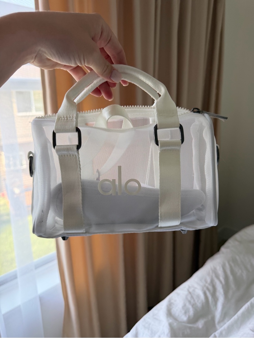 ALO Yoga White Clear Mini Duffle Bag